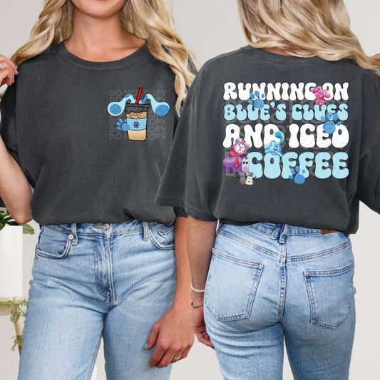 Blues Clues & Iced Coffee POCKET ONLY #1493  - Ready to Press DTF Transfer Full Color - Pro Blanks