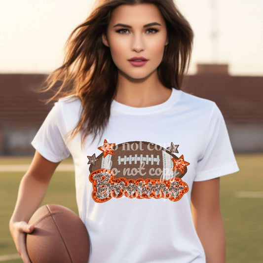 Browns Sequins & Embroidered - Ready to Press DTF Transfer Full Color - Pro Blanks