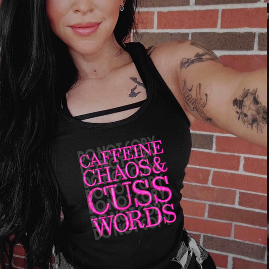 Caffeine & Cuss Words #3138 - Ready to Press DTF Transfer Full Color - Pro Blanks