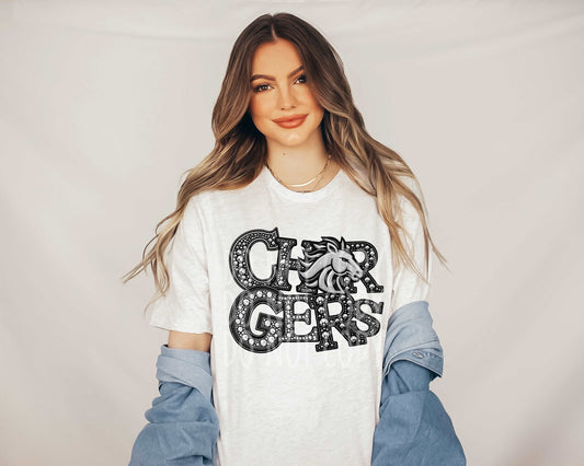 Chargers Rhinestone #3483 - Ready to Press DTF Transfer Full Color - Pro Blanks