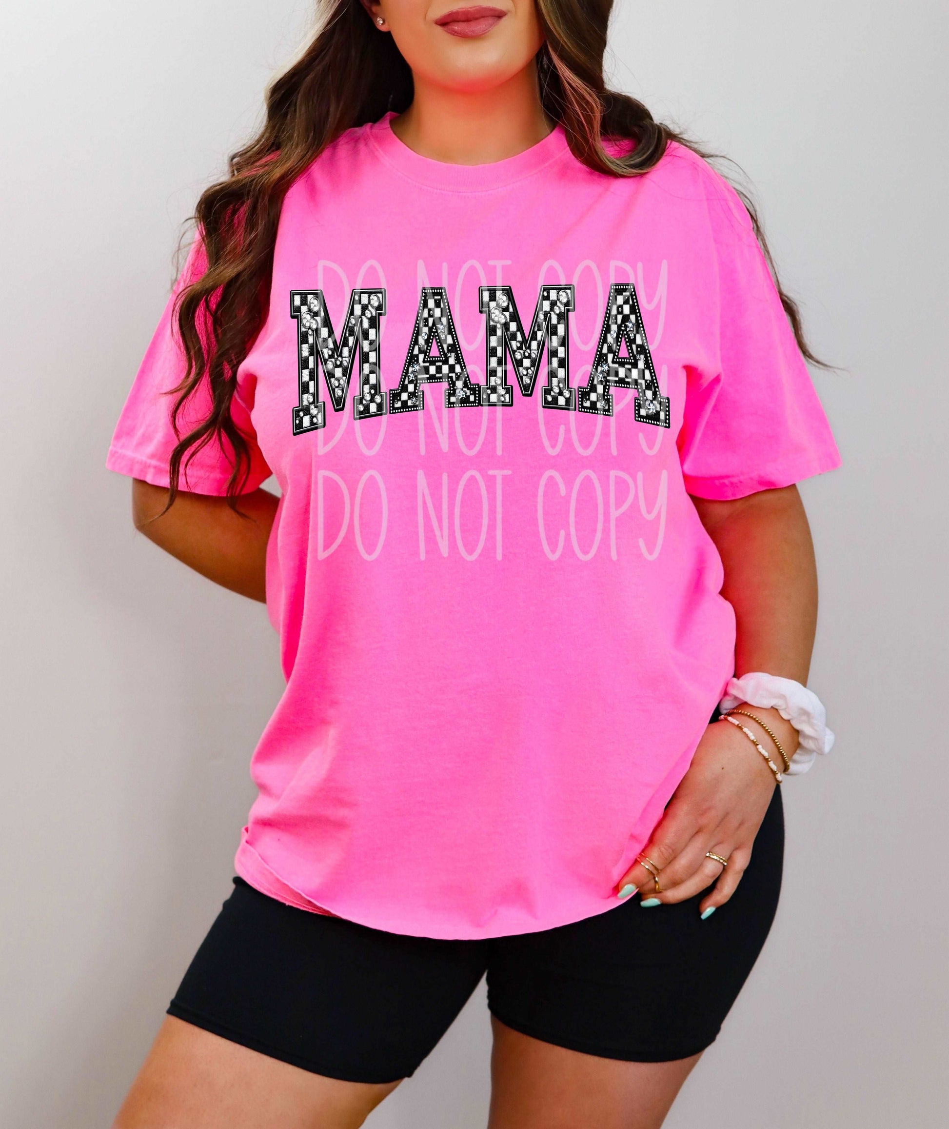 Checkered Mama #3838 - Ready to Press DTF Transfer Full Color - Pro Blanks