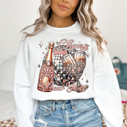 Cheers To The New Year #4122 - Ready to Press DTF Transfer Full Color - Pro Blanks