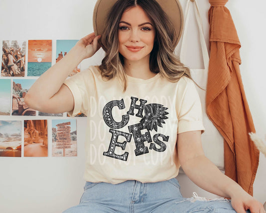 Chiefs Rhinestone #3509 - Ready to Press DTF Transfer Full Color - Pro Blanks