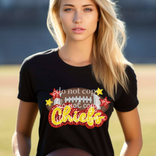 Chiefs Sequins & Embroidered - Ready to Press DTF Transfer Full Color - Pro Blanks