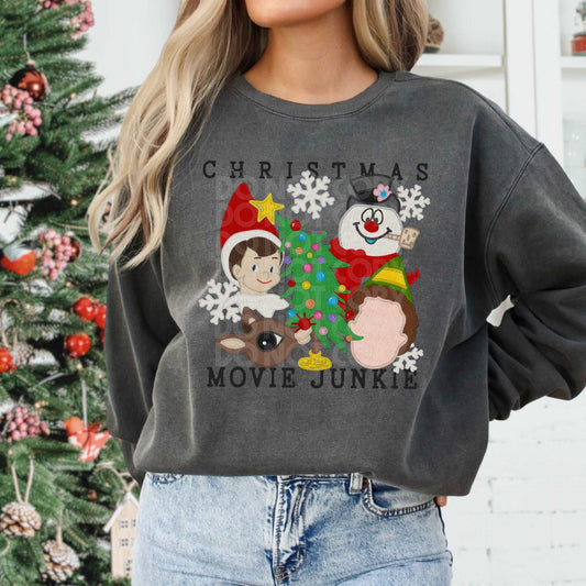 Christmas Movie Junkie #1123 - Ready to Press DTF Transfer Full Color - Pro Blanks