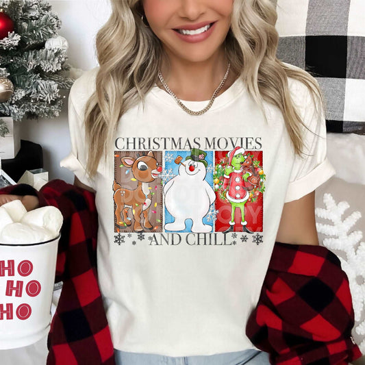 Christmas Movies And Chill #1116 - Ready to Press DTF Transfer Full Color - Pro Blanks