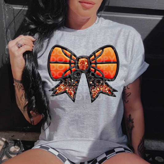 Coquette Bow - Basketball #3061- Ready to Press DTF Transfer Full Color - Pro Blanks