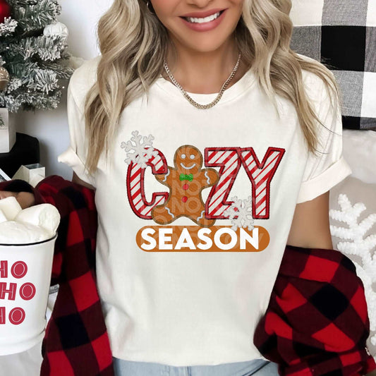 Cozy Season Gingerbread Man #1114 - Ready to Press DTF Transfer Full Color - Pro Blanks