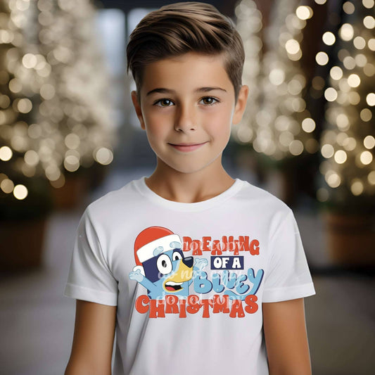 Dreaming Of A Bluey Christmas #1044 - Ready to Press DTF Transfer Full Color - Pro Blanks