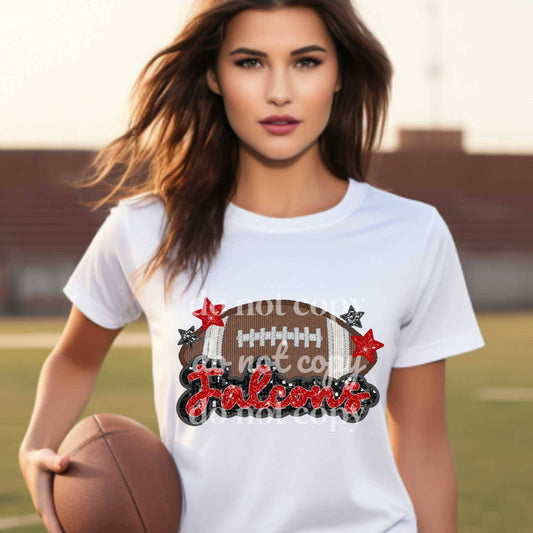 Falcons Sequins & Embroidered - Ready to Press DTF Transfer Full Color - Pro Blanks