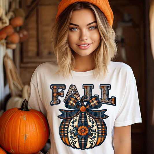 Fall Plaid Pumpkin #3683 - Ready to Press DTF Transfer Full Color - Pro Blanks