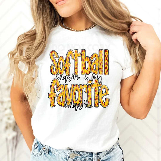 Favorite Season Softball #1968 - Ready to Press DTF Transfer Full Color - Pro Blanks