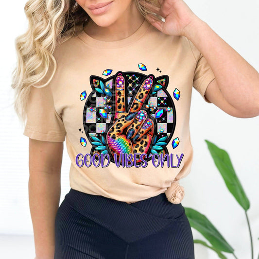 Good Vibes Only #4057 - Ready to Press DTF Transfer Full Color - Pro Blanks