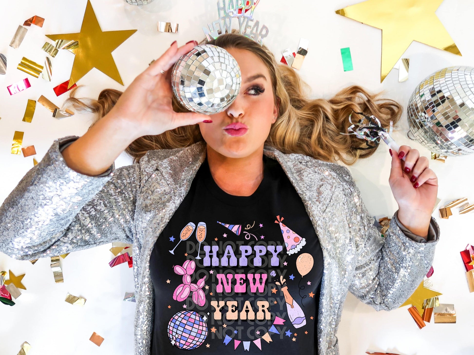 Happy New Year #4158 - Ready to Press DTF Transfer Full Color - Pro Blanks