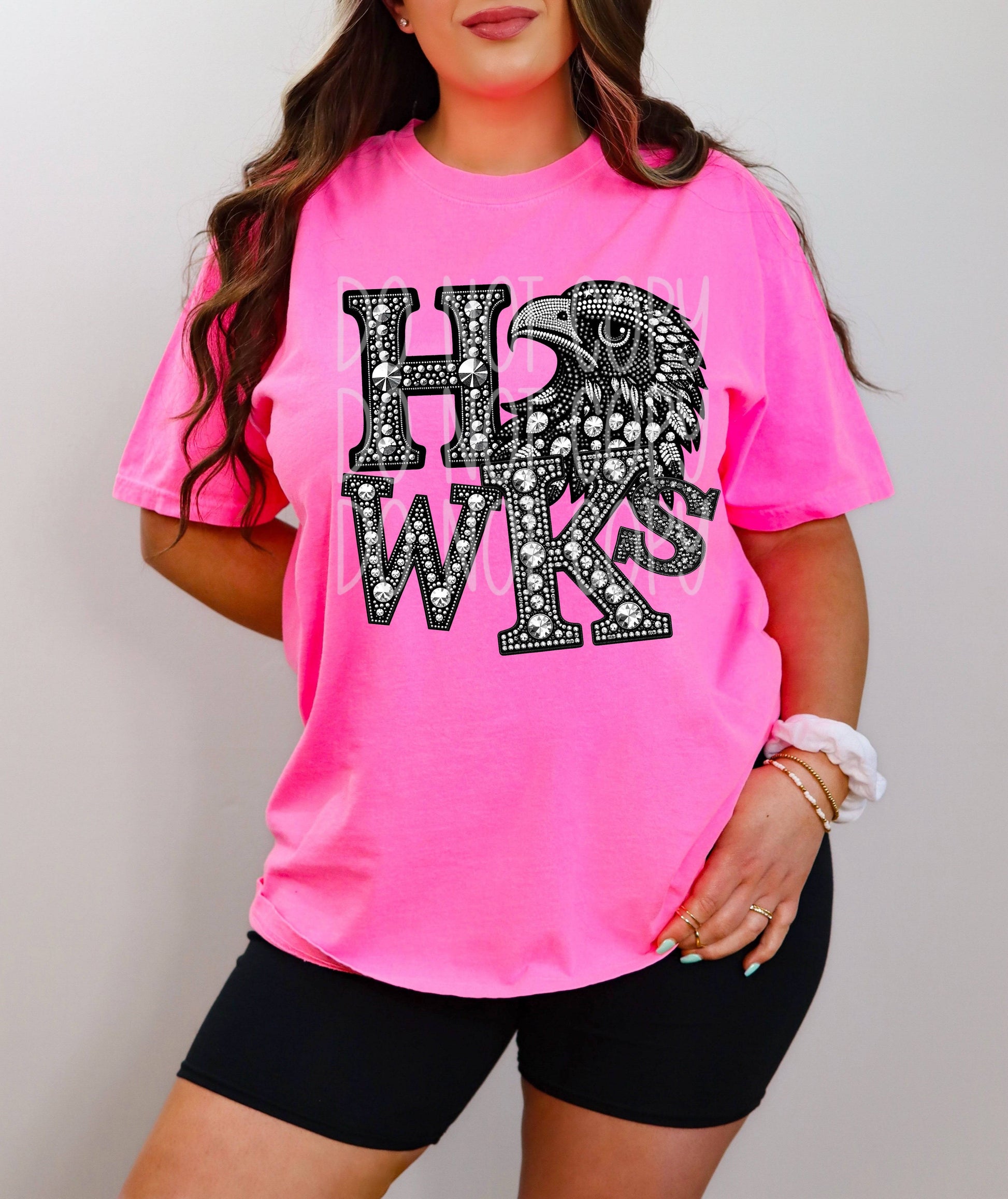 Hawks Rhinestone #3512 - Ready to Press DTF Transfer Full Color - Pro Blanks