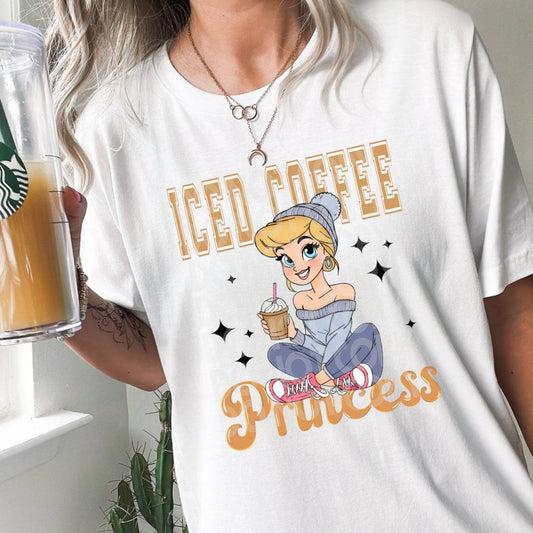 Iced Coffee Princess  Cinderella #1501  - Ready to Press DTF Transfer Full Color - Pro Blanks