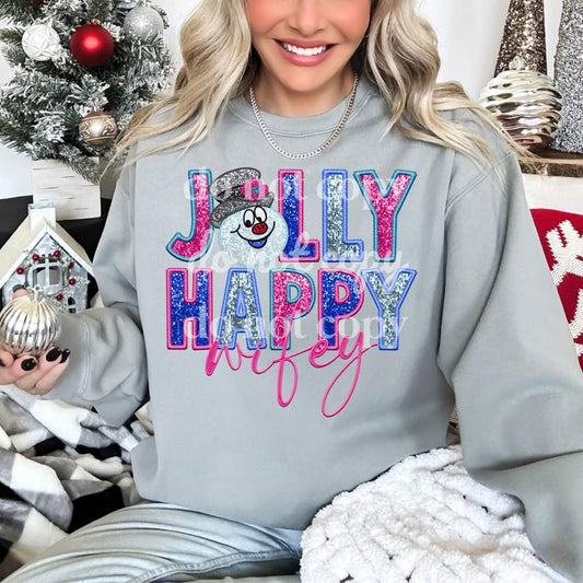 Jolly Happy Wifey #1067 - Ready to Press DTF Transfer Full Color - Pro Blanks