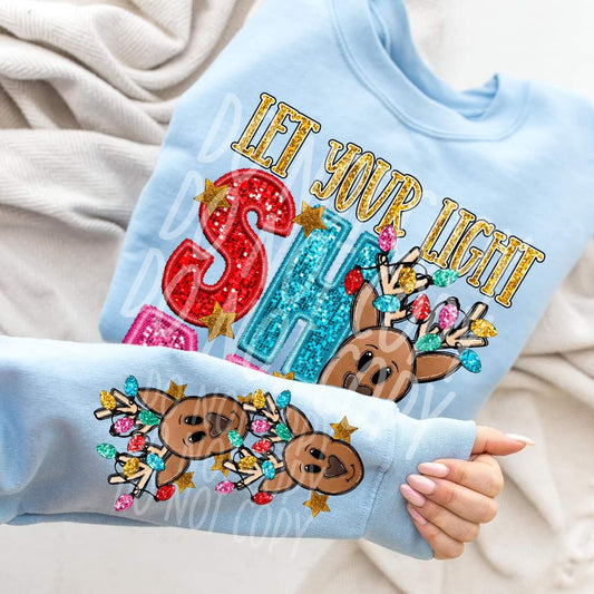 Let Your Light Shine Sparkle SLEEVE ONLY - Ready to Press DTF Transfer Full Color - Pro Blanks