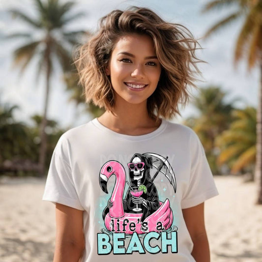 Lifes A Beach #1837 - Ready to Press DTF Transfer Full Color - Pro Blanks