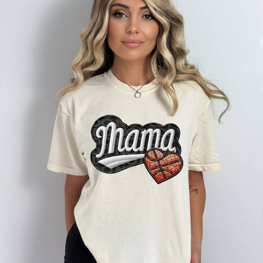 Mama Faux Embroidery Basketball #1781 - Ready to Press DTF Transfer Full Color - Pro Blanks