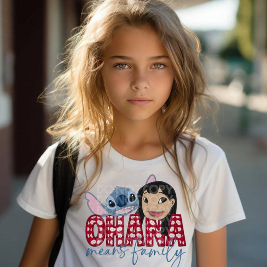 Ohana Means Family #1269 - Ready to Press DTF Transfer Full Color - Pro Blanks