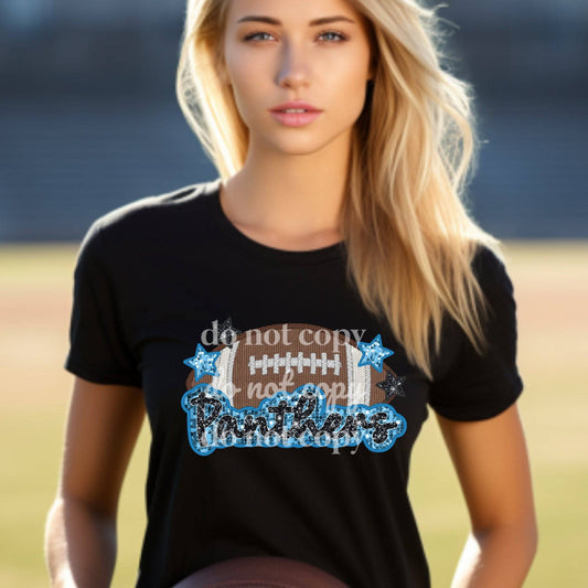 Panthers Sequins & Embroidered - Ready to Press DTF Transfer Full Color - Pro Blanks