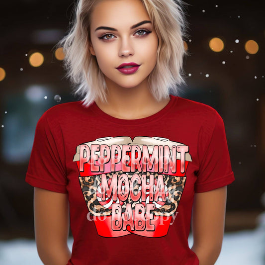 Peppermint Mocha Babe #1068 - Ready to Press DTF Transfer Full Color - Pro Blanks
