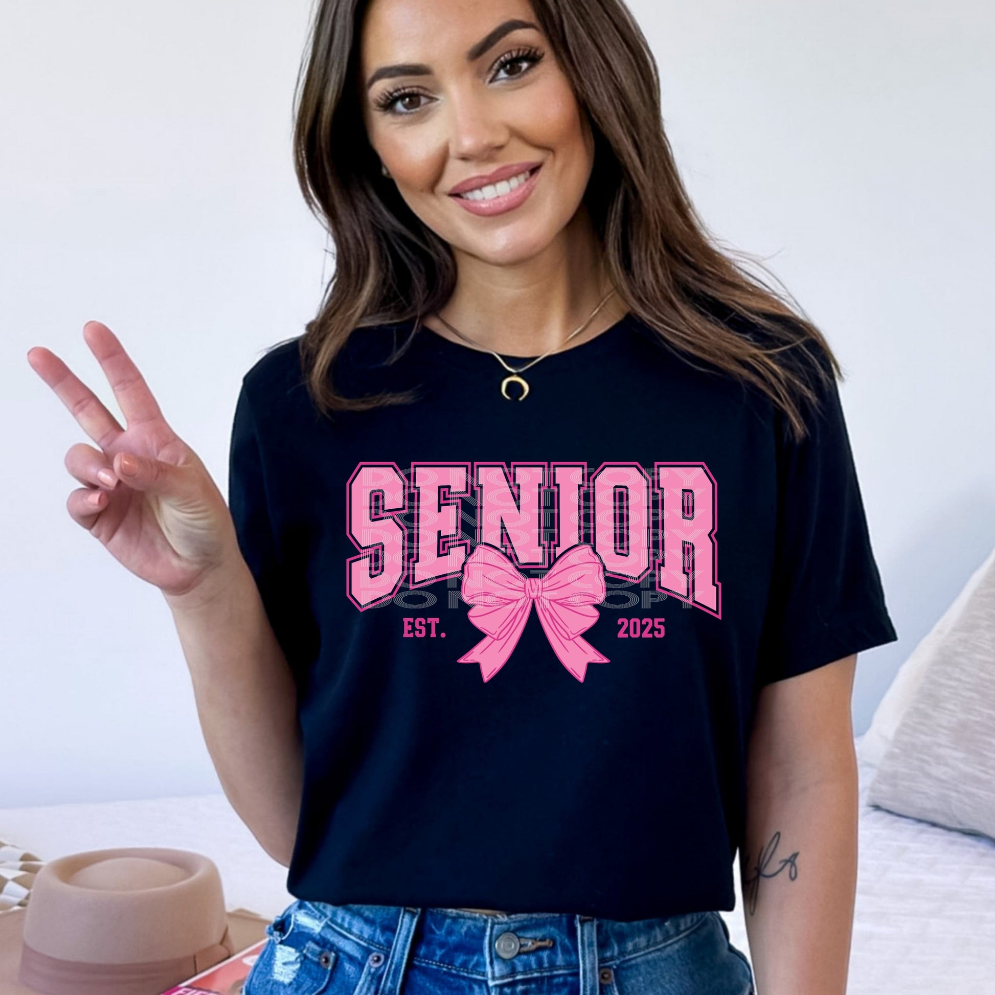 Pink Senior W/ Bow #4066 - Ready to Press DTF Transfer Full Color - Pro Blanks