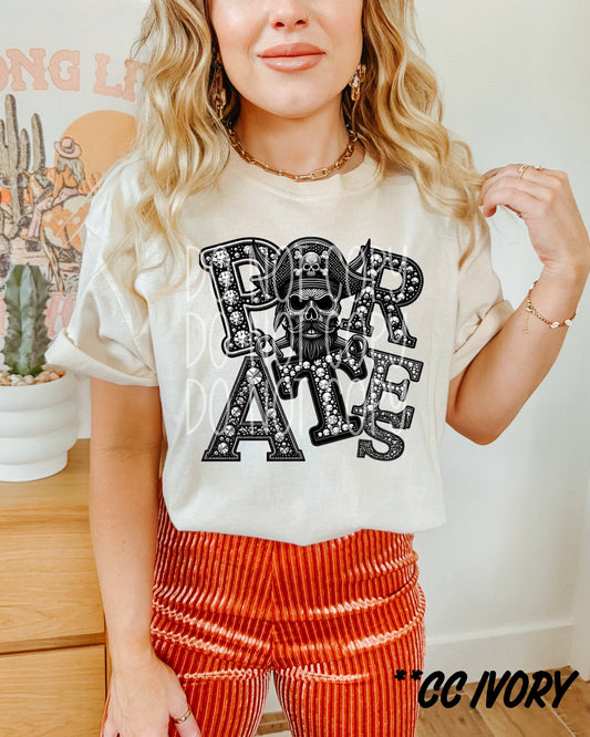 Pirates Rhinestone #3492 - Ready to Press DTF Transfer Full Color - Pro Blanks