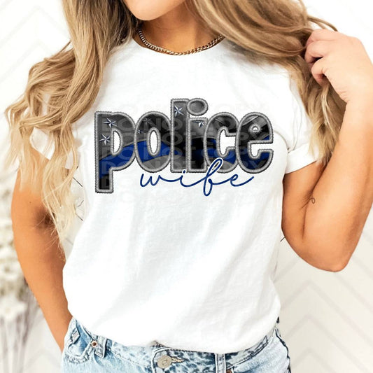 Police Wife #1398  - Ready to Press DTF Transfer Full Color - Pro Blanks
