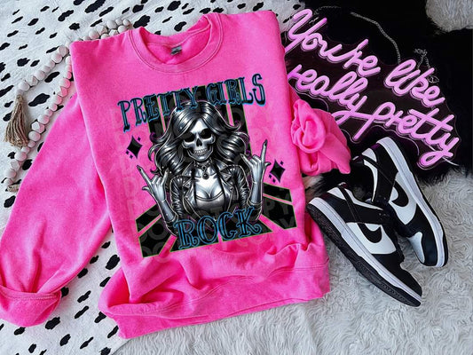 Pretty Girls Rock #3675 - Ready to Press DTF Transfer Full Color - Pro Blanks