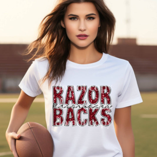Razorbacks Sequins - Ready to Press DTF Transfer Full Color - Pro Blanks
