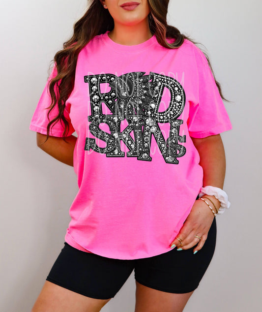 Red Skins Rhinestone #3490 - Ready to Press DTF Transfer Full Color - Pro Blanks