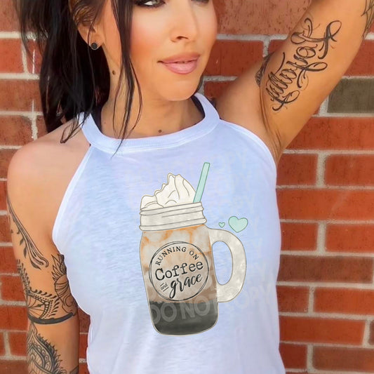 Running On Coffee & Grace #3184 - Ready to Press DTF Transfer Full Color - Pro Blanks