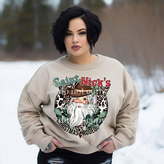 Saint Nick's Christmas Rodeo #1061 - Ready to Press DTF Transfer Full Color - Pro Blanks