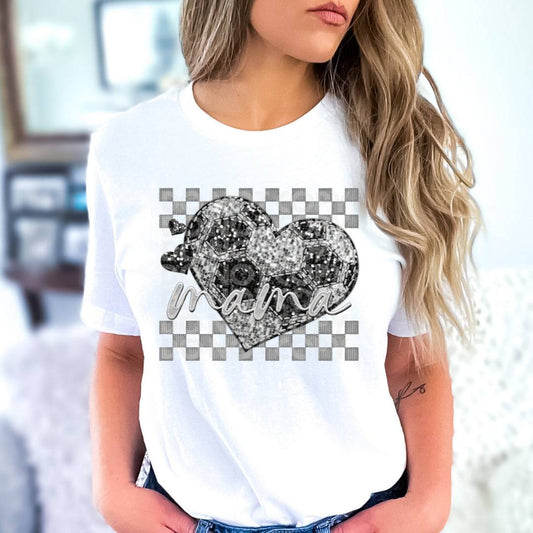 Soccer Mama Glitter Heart #1776 - Ready to Press DTF Transfer Full Color - Pro Blanks