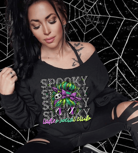 Spooky Ladies Social Club #3659 - Ready to Press DTF Transfer Full Color - Pro Blanks
