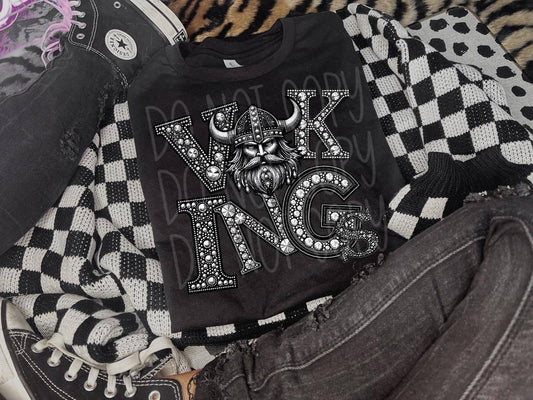 Vikings Rhinestone #3504 - Ready to Press DTF Transfer Full Color - Pro Blanks