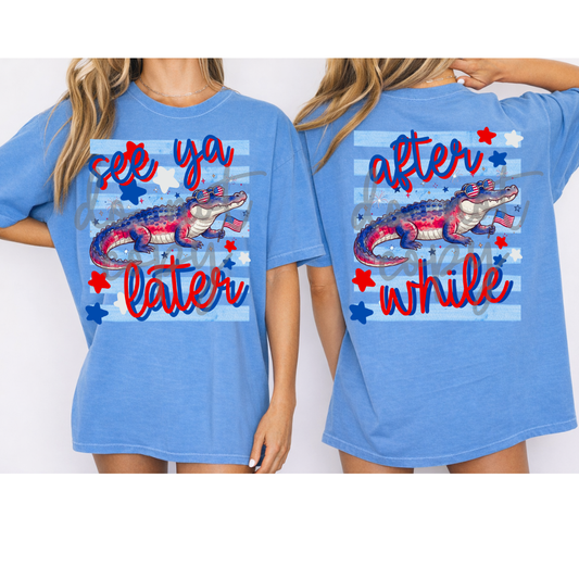 After While - Water Color Gator #6574 (FRONT ONLY) - Ready to Press DTF Transfer Full Color (Copy)