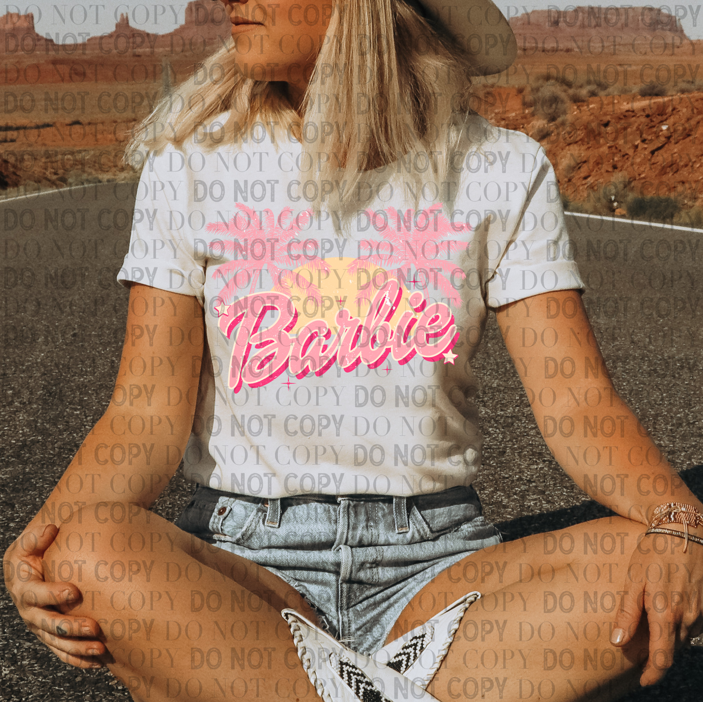 Sunset Barbie- Ready to Press DTF Transfer Full Color