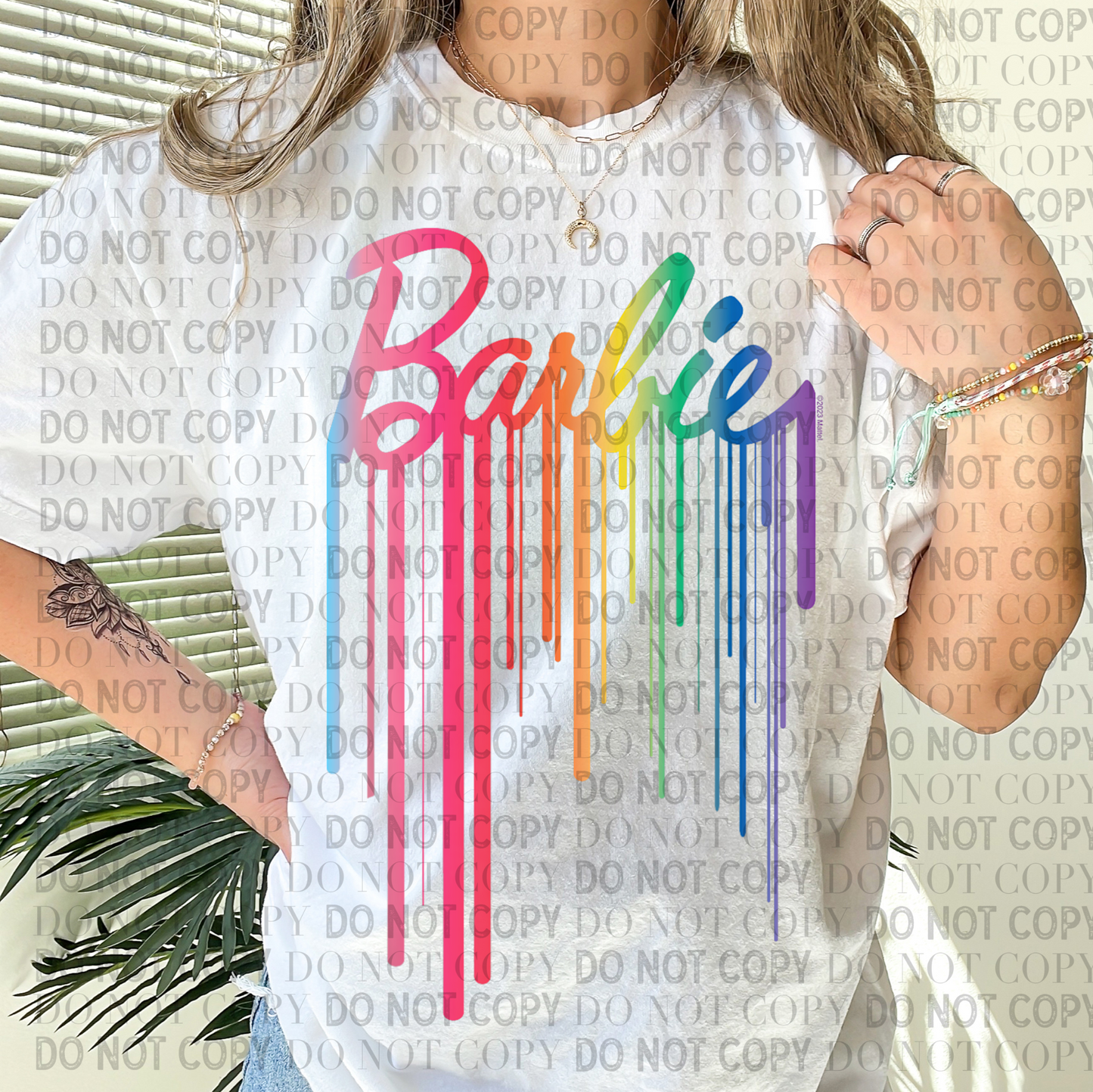 Rainbow Barbie Drip - Ready to Press DTF Transfer Full Color