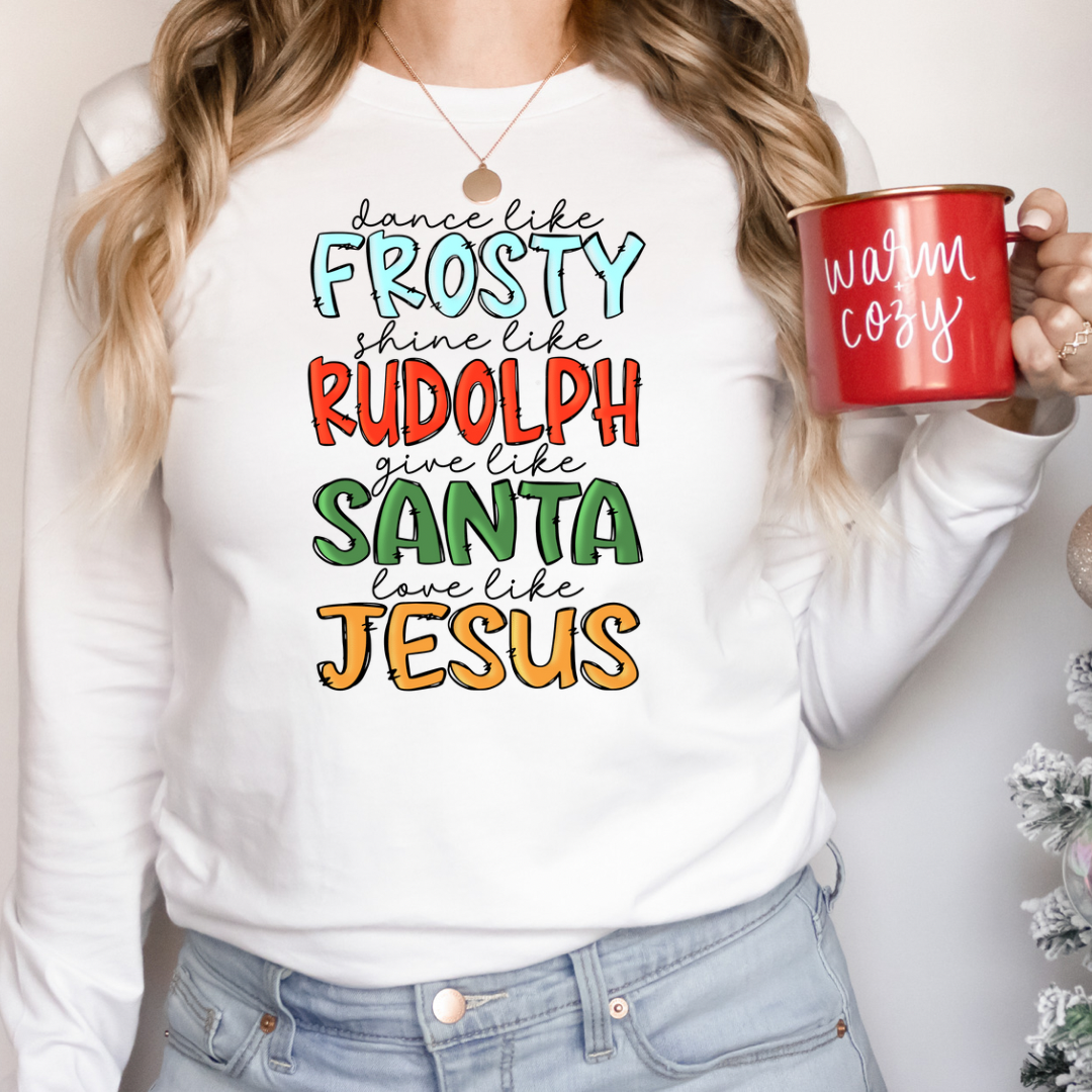Rudolf Frosty Santa Jesus   - Ready to Press DTF Transfer Full Color - Pro Blanks