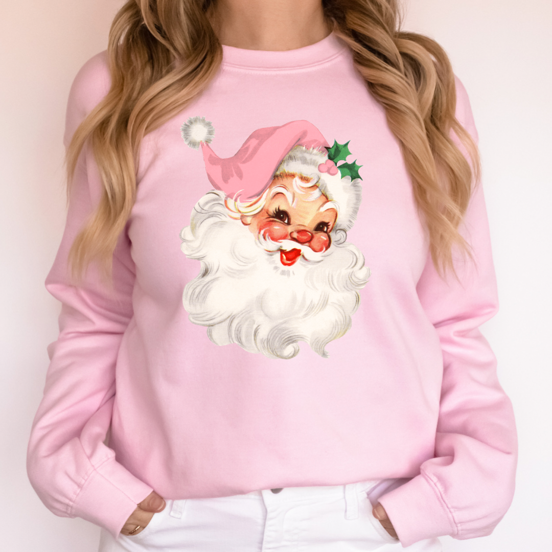 Pink Santa - Ready to Press DTF Transfer Full Color